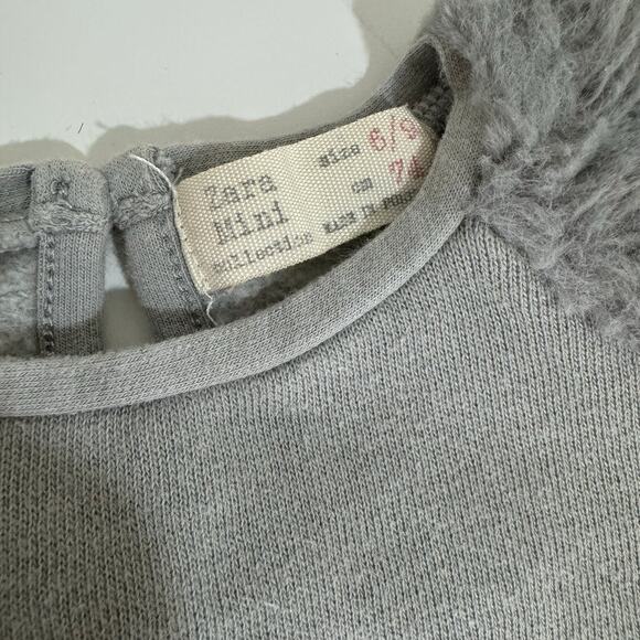 Zara Mini Gray Sleepy Plush Sleeve Sweatshirt Size 6-9 Months - Picture 2 of 3